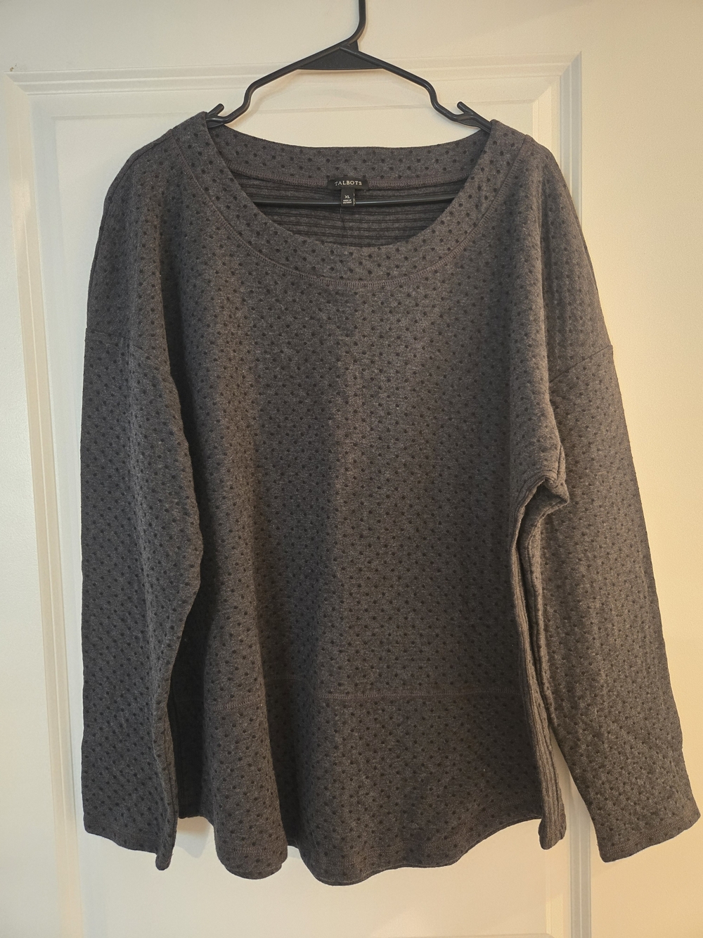Caslon Dark Gray Waffle Crewneck Pullover